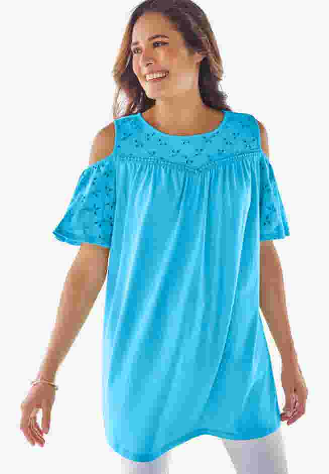 Eyelet Cold-Shoulder Tunic image number 0