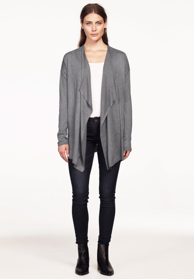 Draped Open Front Cardigan image number 3