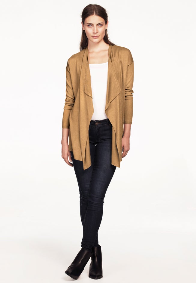 Draped Open Front Cardigan image number 4
