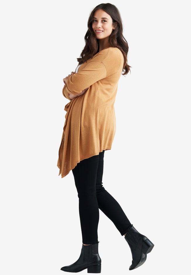 Draped Open Front Cardigan image number 5