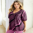 Printed Y-Neck Georgette Top image number null