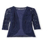 Crochet Curved-Hem Cardigan Sweater image number null