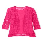 Crochet Curved-Hem Cardigan Sweater image number null