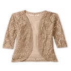 Crochet Curved-Hem Cardigan Sweater image number null