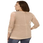 Crochet Curved-Hem Cardigan Sweater image number null