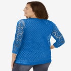Crochet Curved-Hem Cardigan Sweater image number null