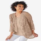 Curved Hem Pointelle Cardigan image number null