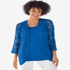 Curved Hem Pointelle Cardigan Sweater image number null