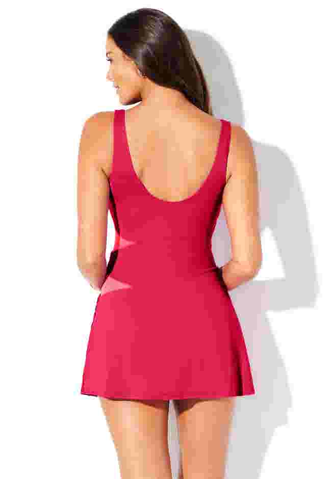 Square Neck Mesh Cut Out Swimdress image number 1