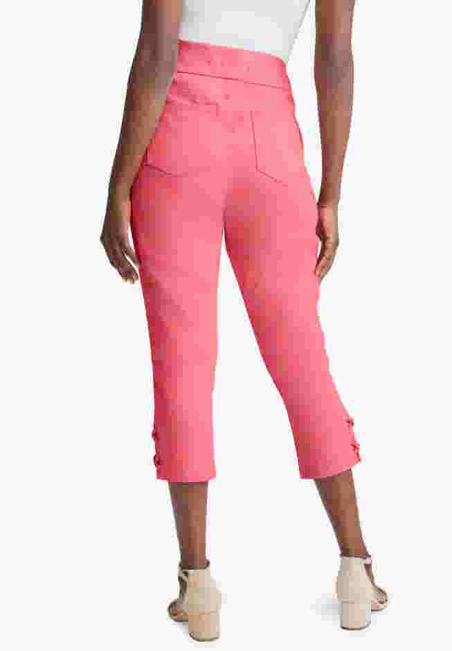 Comfort Waist Stretch Denim Lace-Up Capri image number 3