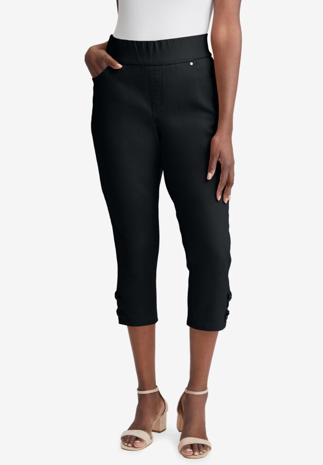 Comfort Waist Stretch Denim Lace-Up Capri image number 0