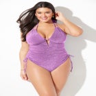 Sparkle Loop Strap Ruched One Piece image number null