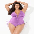 Sparkle Loop Strap Ruched One Piece image number null