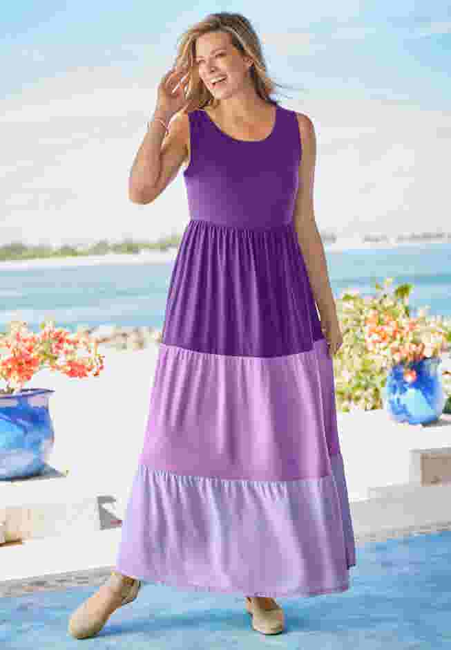 Colorblock Tiered Dress image number 1