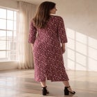 Cotton Spandex Crew Neck 3/4 Sleeve Maxi Dress image number null