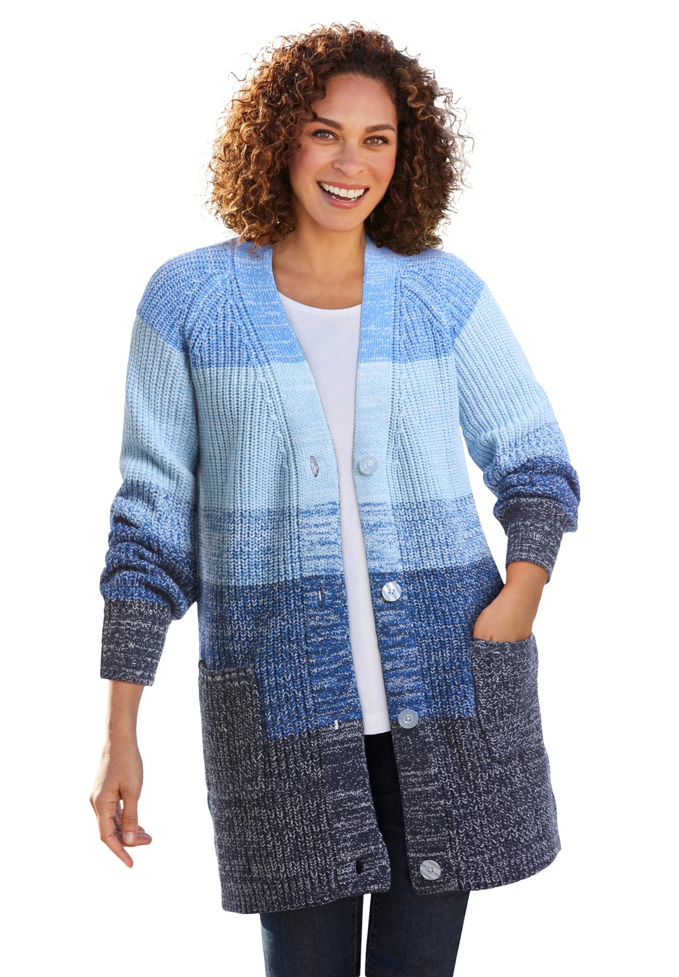 Ombre Shaker Cardigan Sweater image number 0