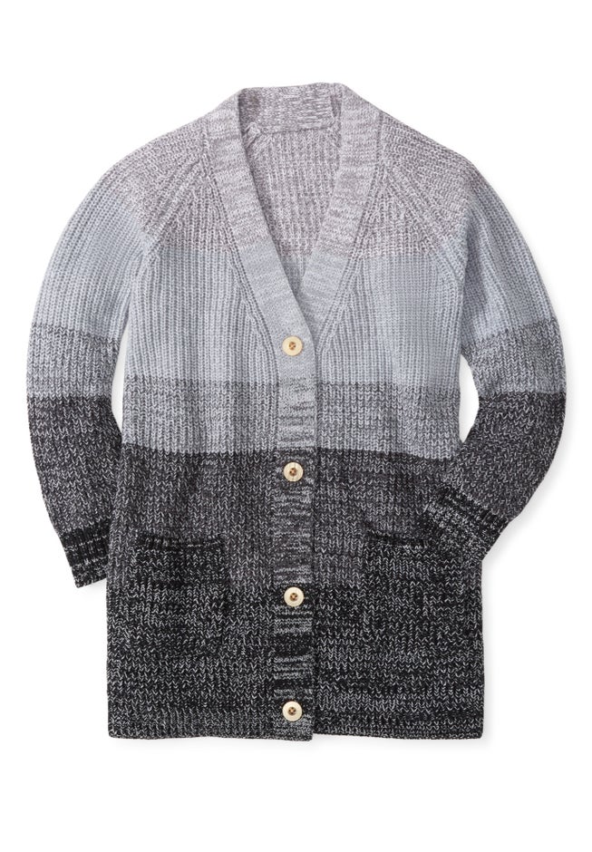 Ombre Shaker Cardigan Sweater image number 2