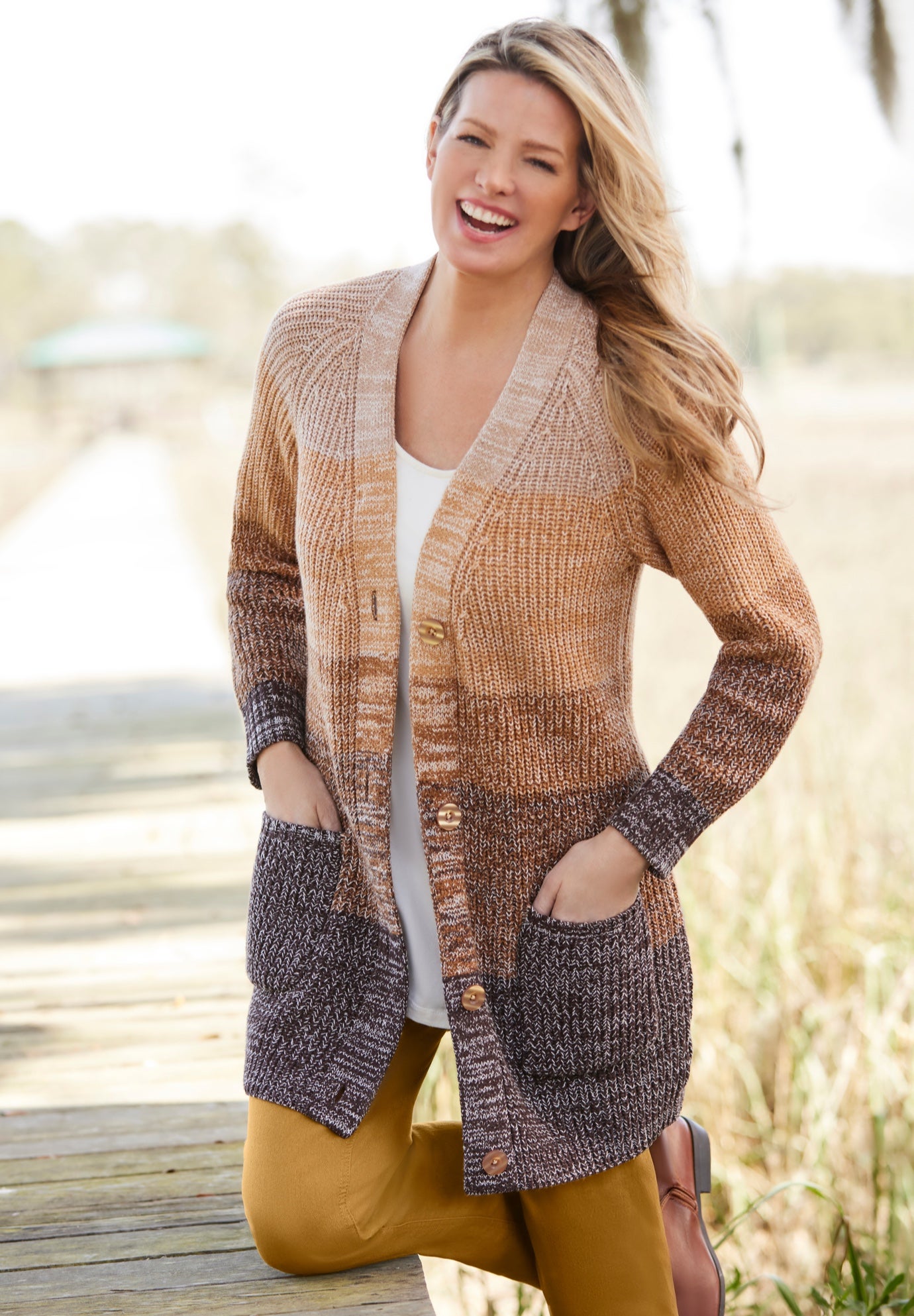 Ombre Shaker Cardigan Sweater image number 0