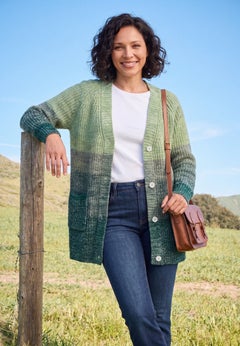 Ombre Shaker Cardigan Sweater