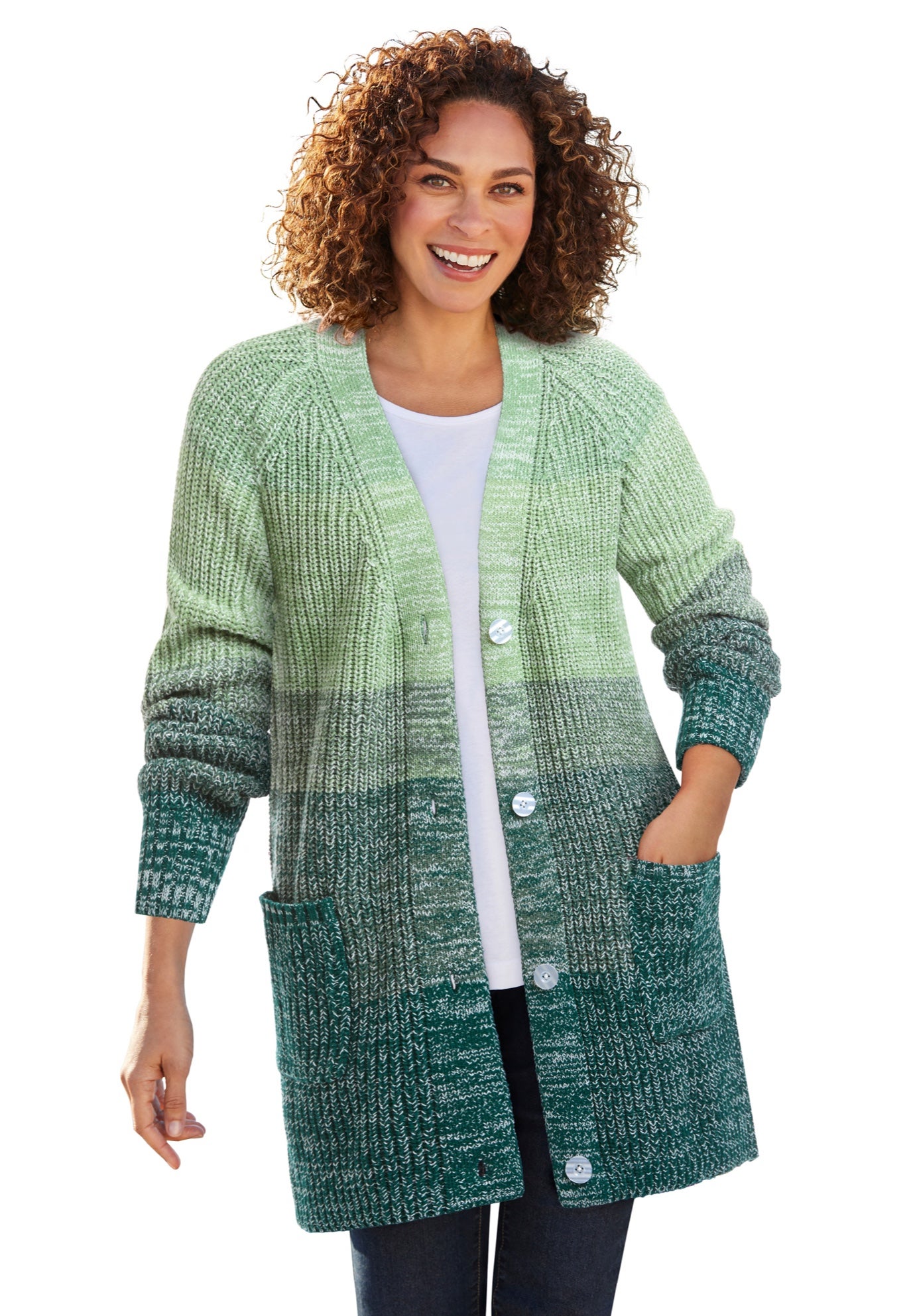 Ombre Shaker Cardigan Sweater image number 2