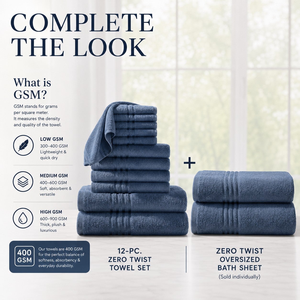 Zero Twist 100% Cotton Oversized Bath Sheet image number 4