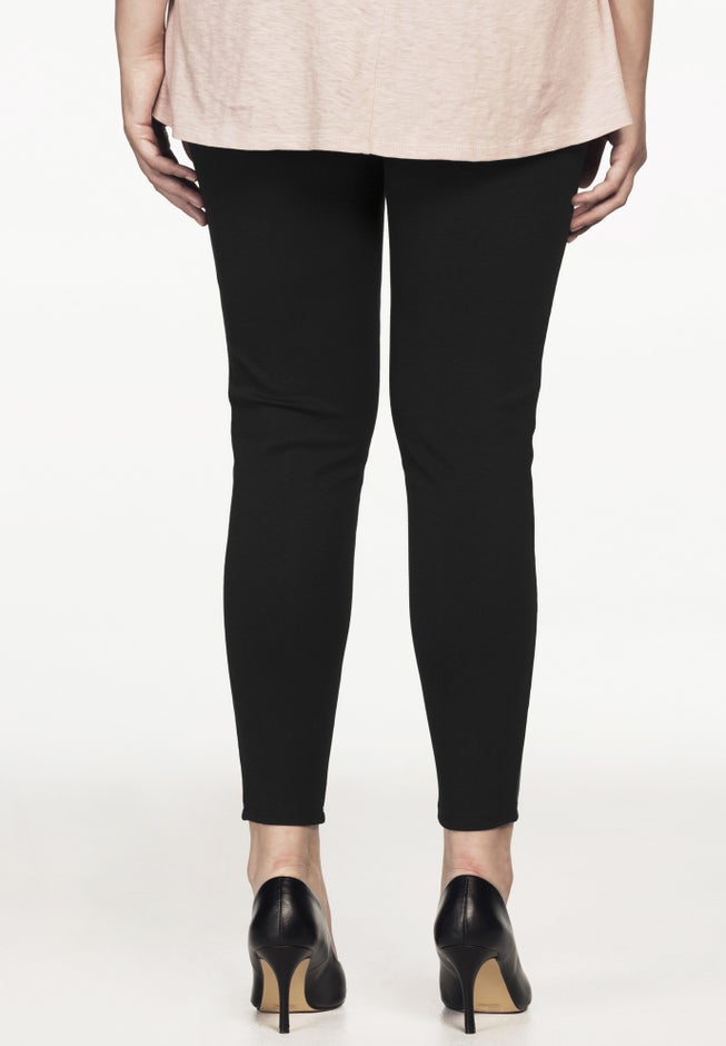 Faux Leather Front Ponte Leggings image number null