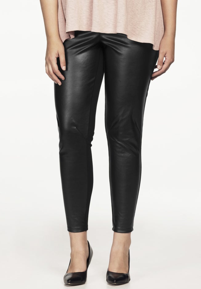 Faux Leather Front Ponte Leggings image number null