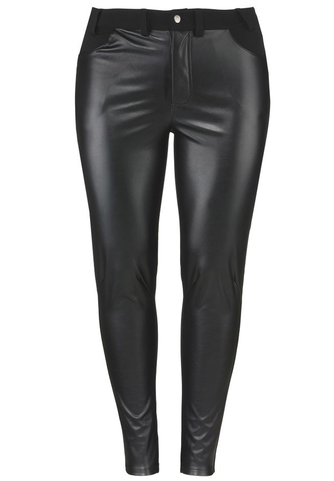 Faux Leather Front Ponte Leggings image number null