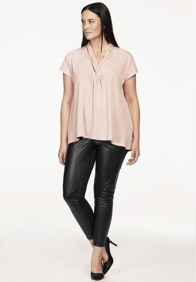 Faux Leather Front Ponte Leggings image number null