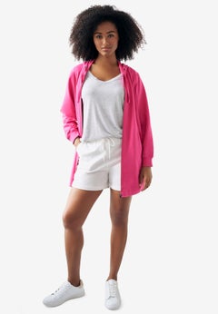 Ellos Studio French Terry Elastic Waist Drawstring Shorts