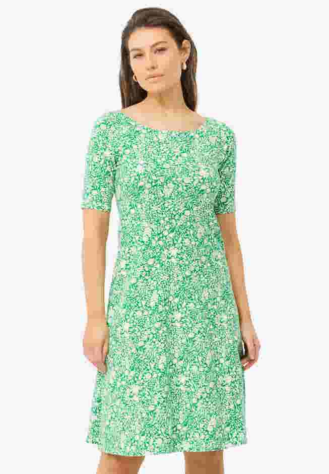 Short Sleeve Fit & Flare Knit Dress image number 0