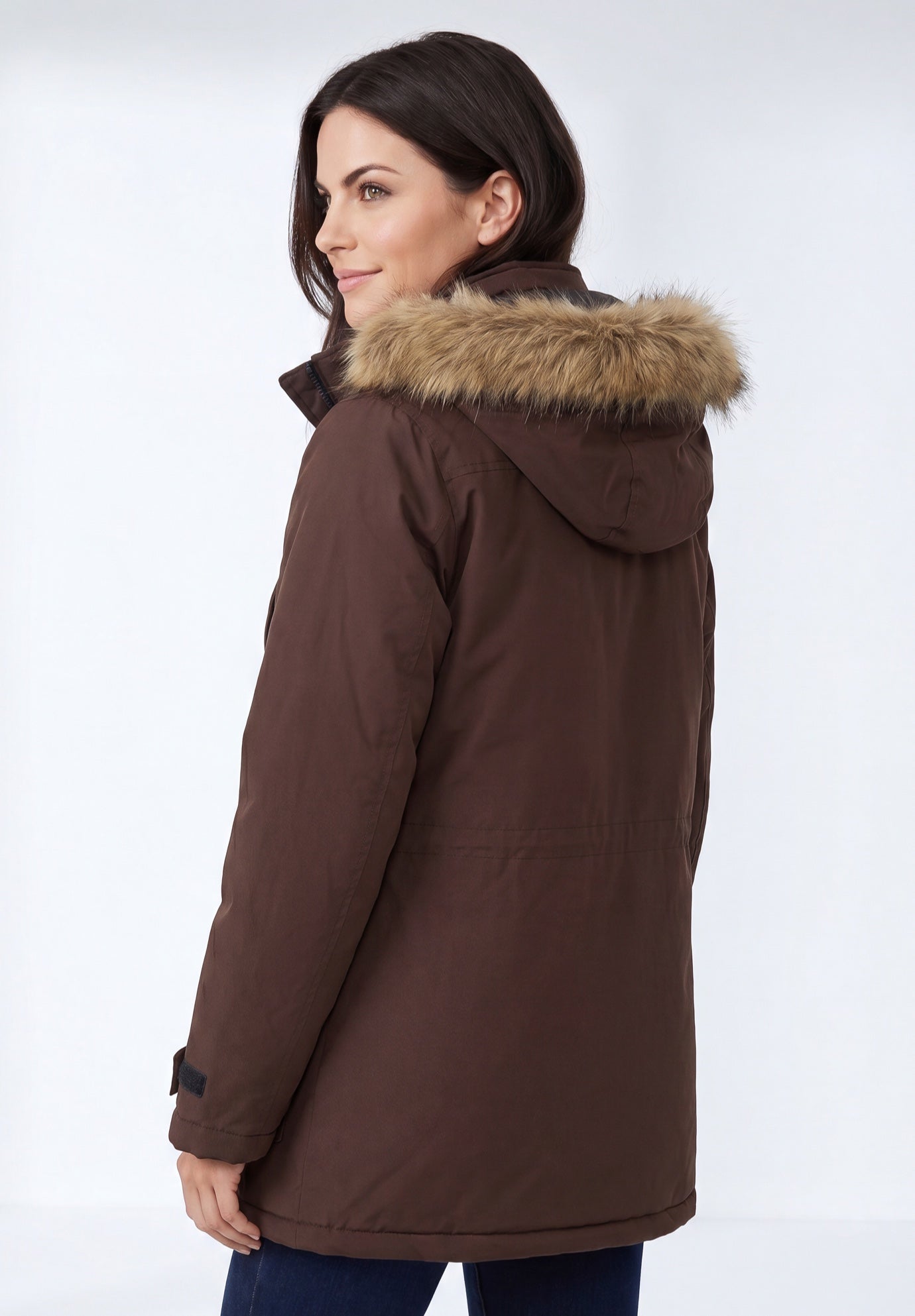Faux Fur Trim Two-Way Zip-Front Mid-Length Parka image number 1