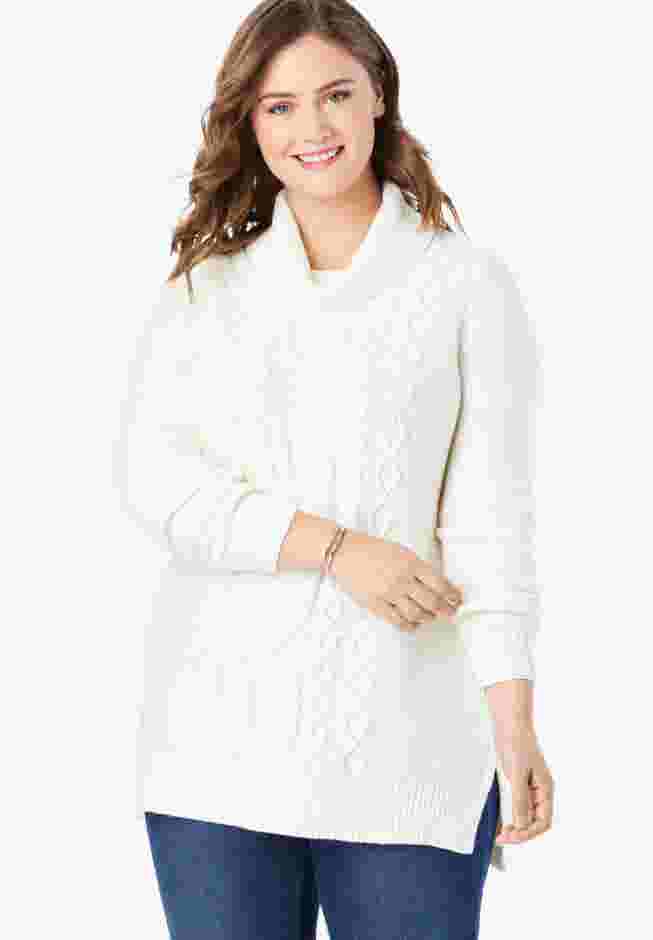 Turtleneck Cable Long Sleeve Sweater image number 0