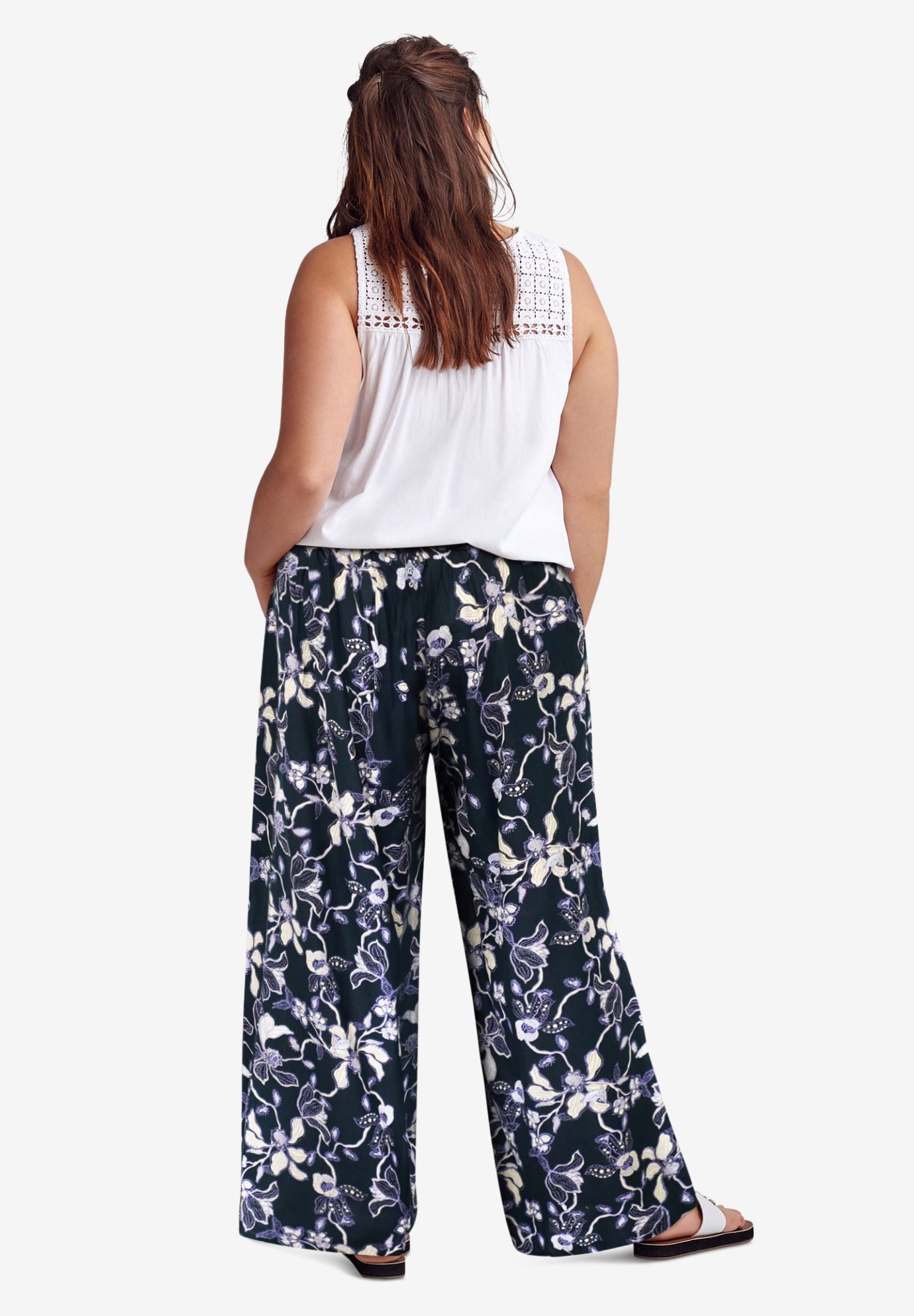 Wide-Leg Soft Pants with Back Elastic image number 1
