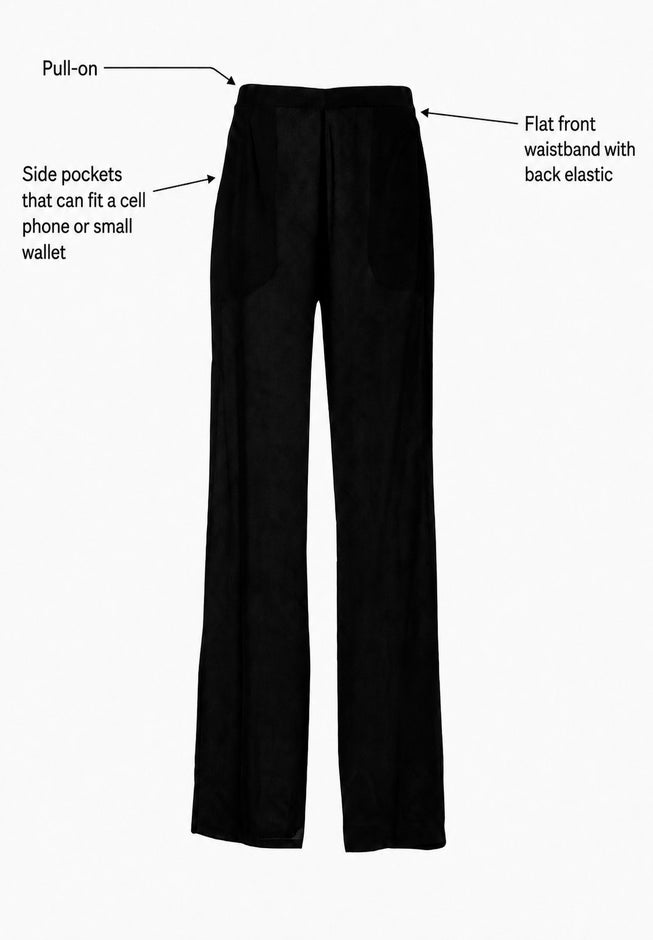 Wide-Leg Back Elastic Flat Front Soft Pants image number 2