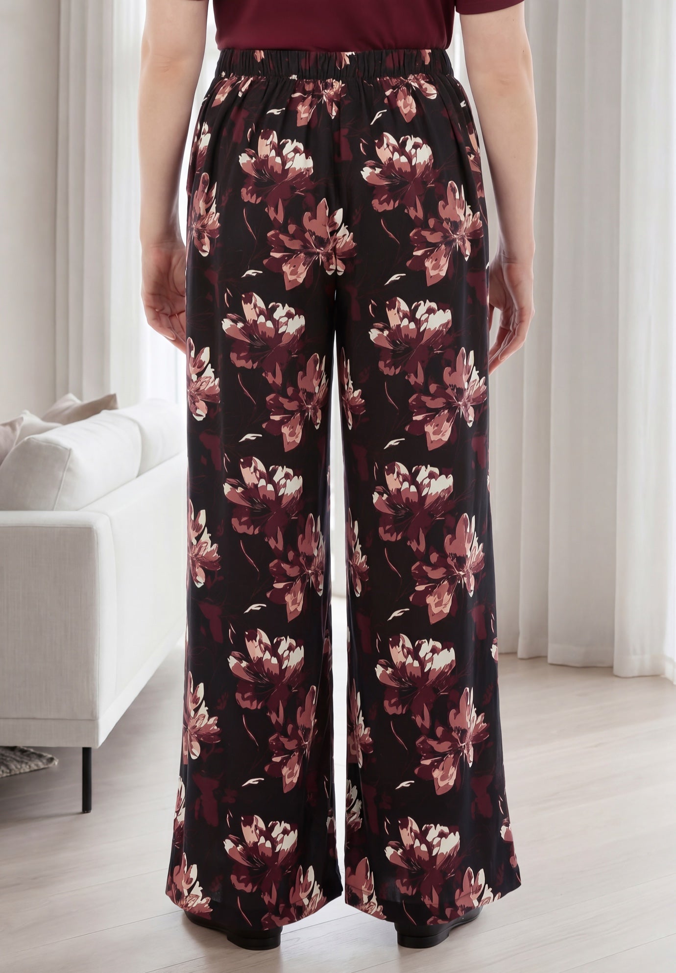 Wide-Leg Soft Pants with Back Elastic image number 1