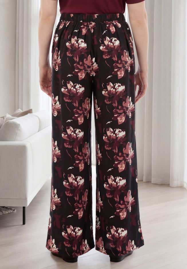 Wide-Leg Soft Pants with Back Elastic image number 1