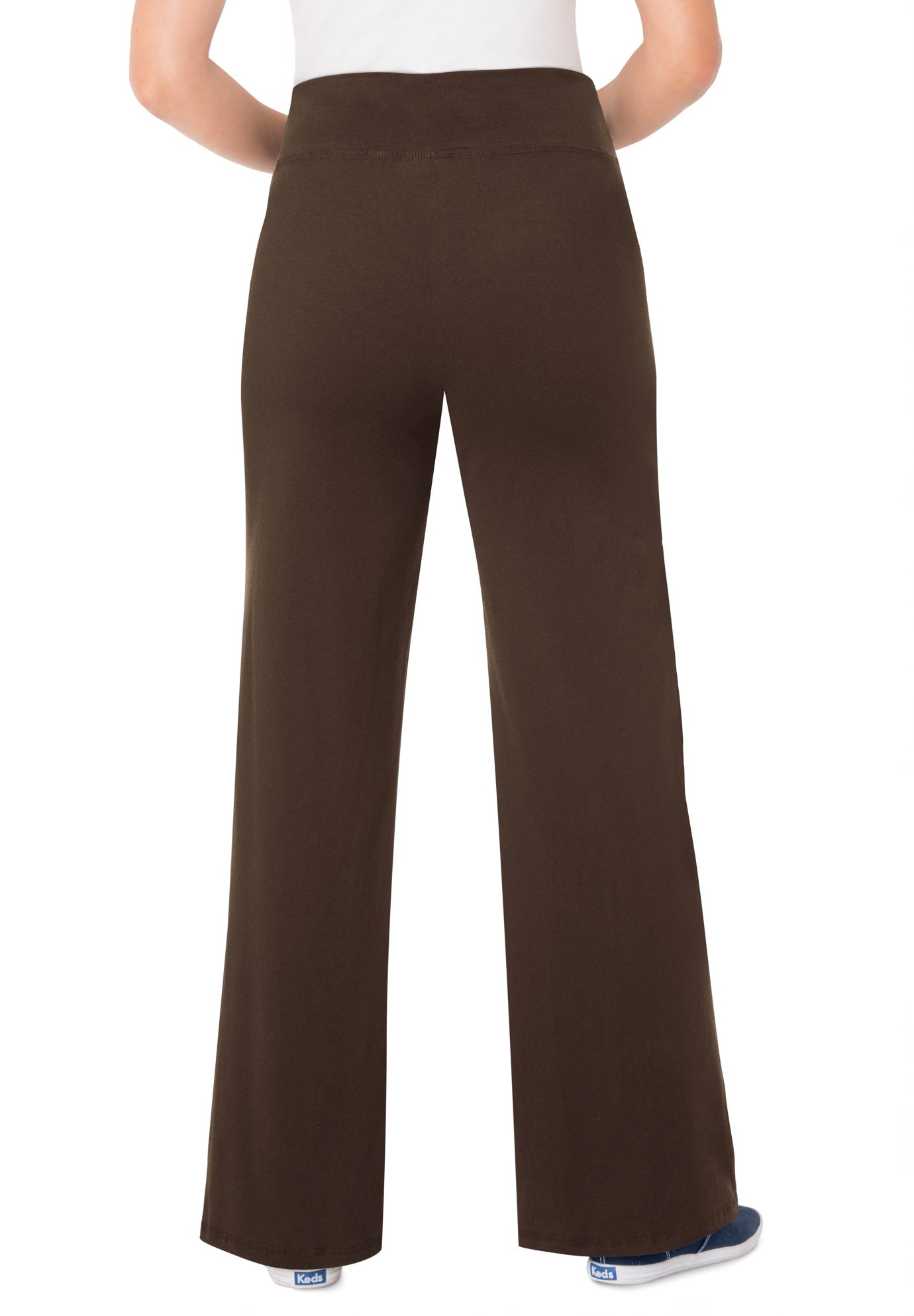Stretch-Cotton Knit Pull-On Wide-Leg Leggings image number 1
