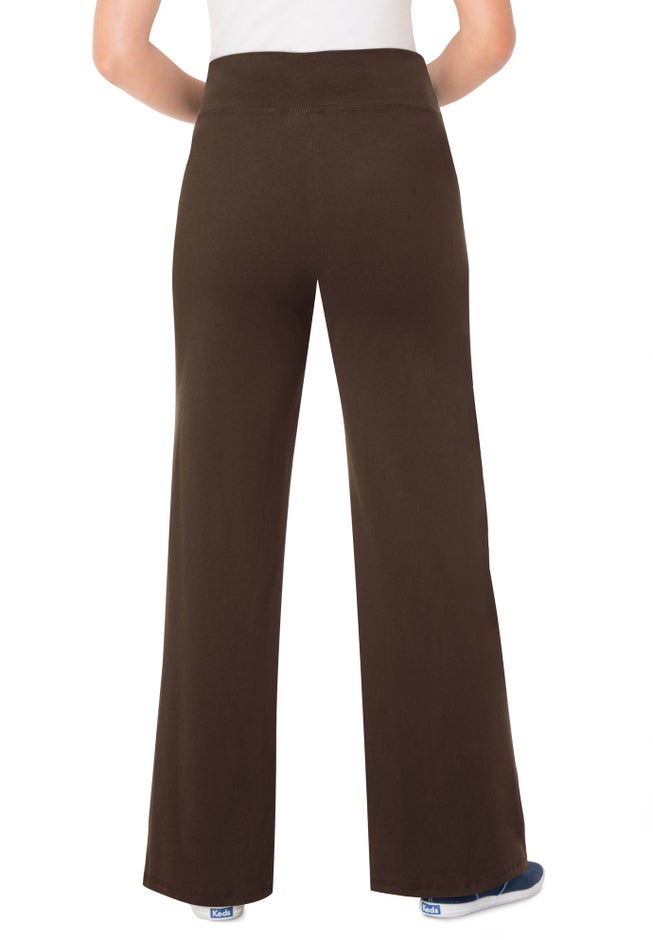 Stretch-Cotton Knit Pull-On Wide-Leg Leggings image number 1