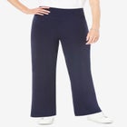 Stretch-Cotton Knit Pull-On Wide-Leg Leggings image number null