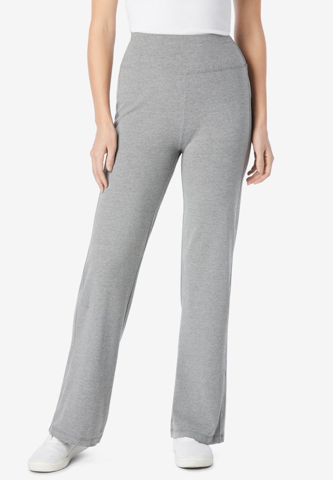 Stretch-Cotton Knit Pull-On Wide-Leg Leggings image number 0