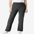 Stretch-Cotton Knit Pull-On Wide-Leg Leggings image number null