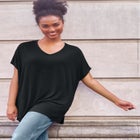 Stretch Knit Scoop Neck Oversized Tunic image number null