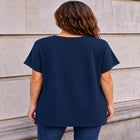 Oversized Stretch Jersey Knit V-Neck Tunic image number 1