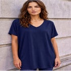 Oversized Stretch Jersey Knit V-Neck Tunic image number 0