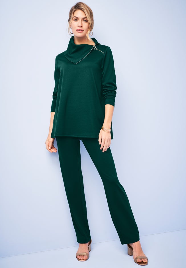 Ponte Split Neck 2-Piece Set image number 0