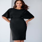 STRETCH CREPE CAPE SHEATH DRESS image number null
