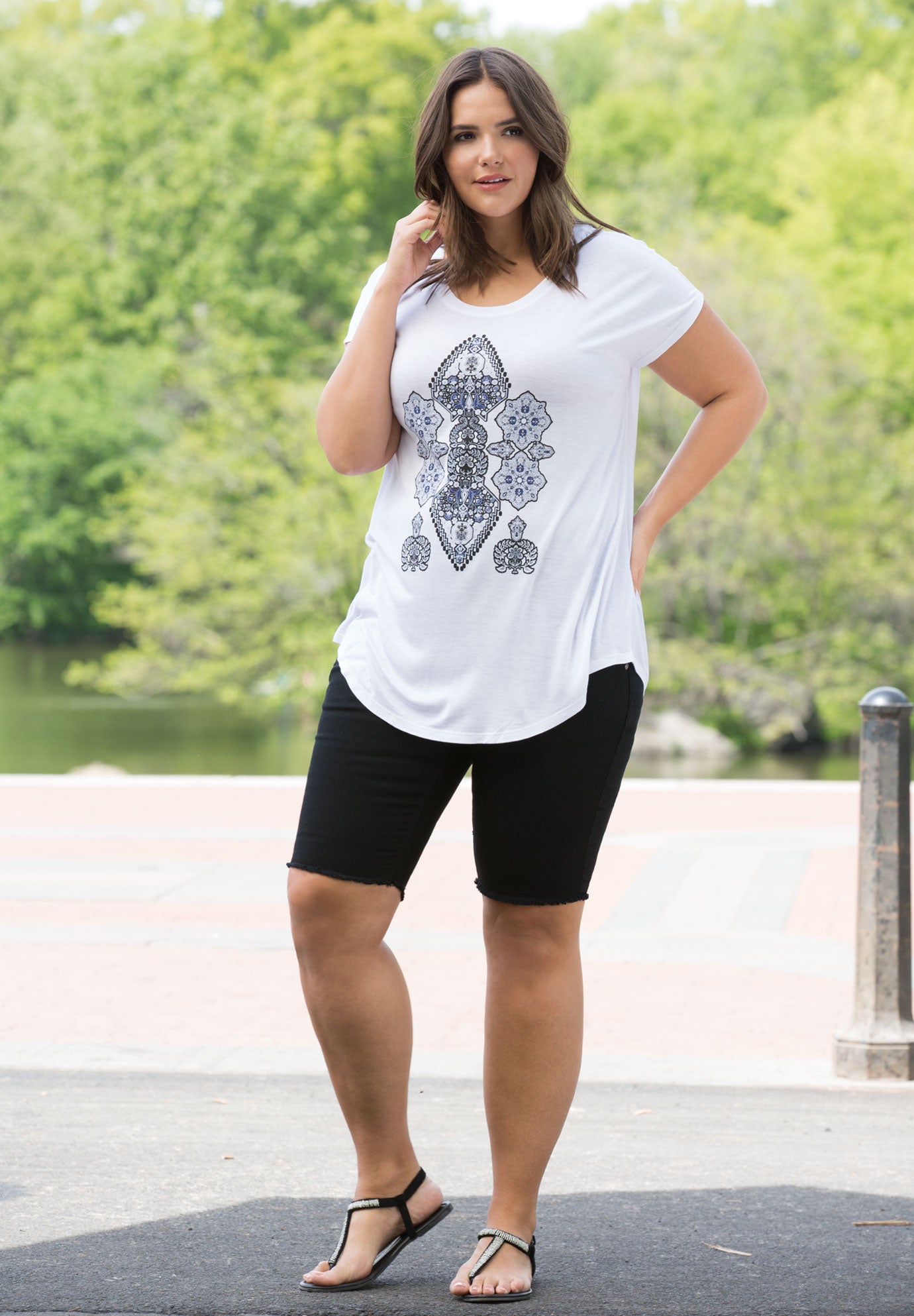 Button-Front Denim Shorts image number 2