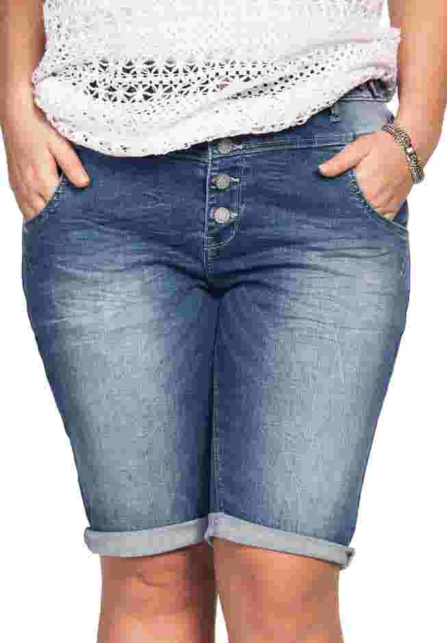 Button-Front Denim Shorts image number 0