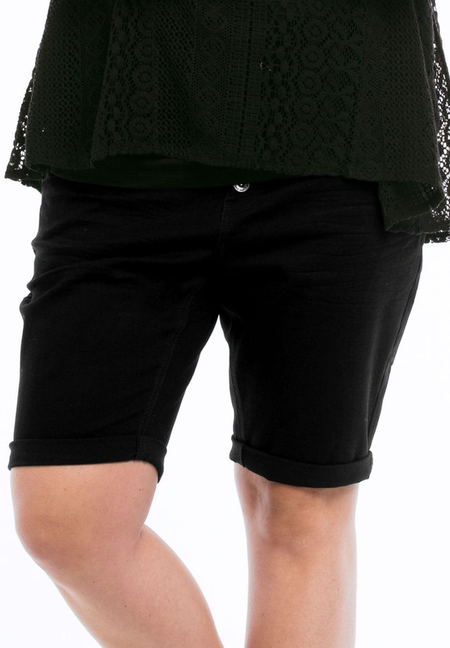 Button-Front Denim Shorts image number 0